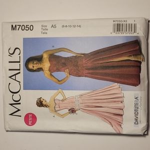 Uncut McCall's M7050 Petite Sleeveless Full Length Gown Sewing Pattern